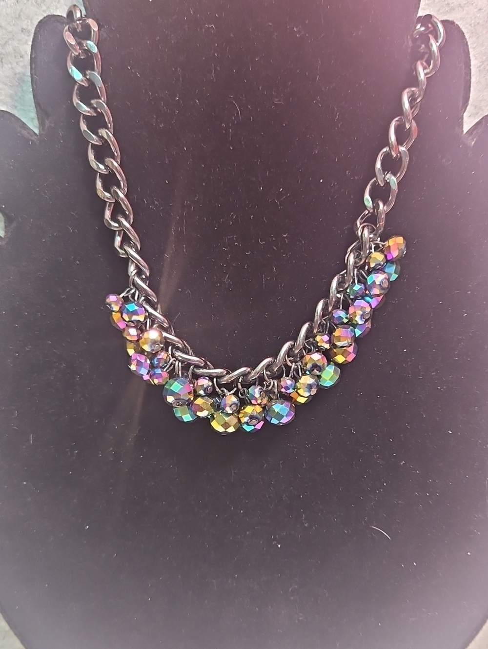 Iridescent Bead Cluster Chain Necklace - Multicolor